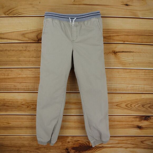 Cat & Jack Jogger Pants Boys Sz 14 Beige Cotton Blend Pockets Stretch Drawstring - Picture 1 of 7